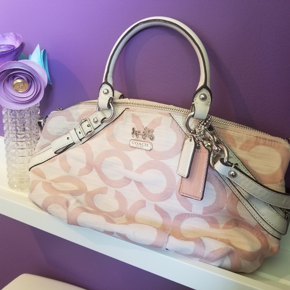 Pink Coach Op Art Crossbody Satchel - Picture 1 of 12